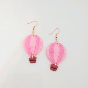 Shimmery Pink Hot Air Balloon Earrings